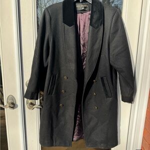 David Benjamin VTG 90s Women's Size 8 Black 100% Wool Coat Velvet Collar